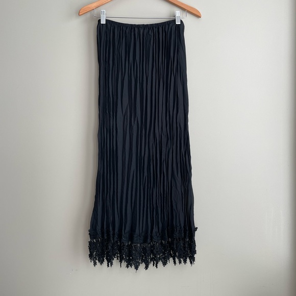 Nwot 90’s Hand Lace Hem Sheer Accordion Crinkled Slip Skirt - Picture 7 of 7